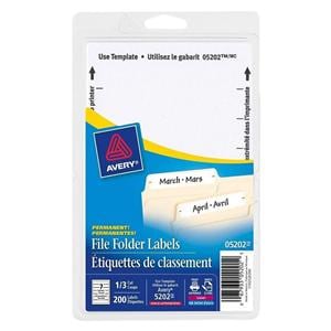 Inkjet/Laser File Folder Labels 5/8 in x 3.5 in White 252/Pack 252/Pk