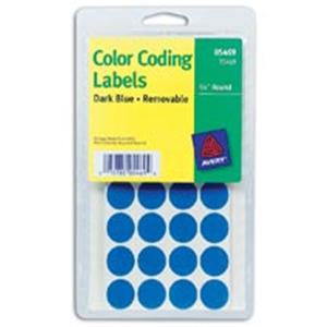 Removable Color-Coding Labels 3/4 in Dia Dark Blue 1008/Pack 1000/Pk