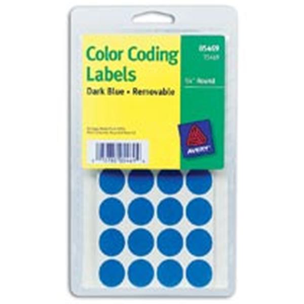 Removable Color-Coding Labels 3/4 in Dia Dark Blue 1008/Pack 1000/Pk