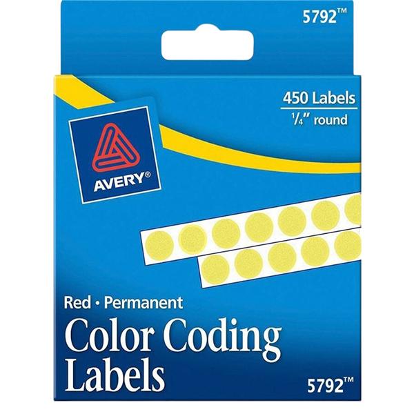 Permanent Color-Coding Labels 1/4 in Dia Yellow 450/Pack 450/Pk