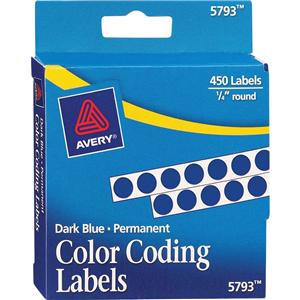 Permanent Color-Coding Labels 1/4 in Dia Dark Blue 450/Pack 450/Pk