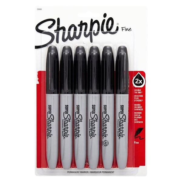 Super Sharpie Permanent Markers Black 6/Pack 6/Pk