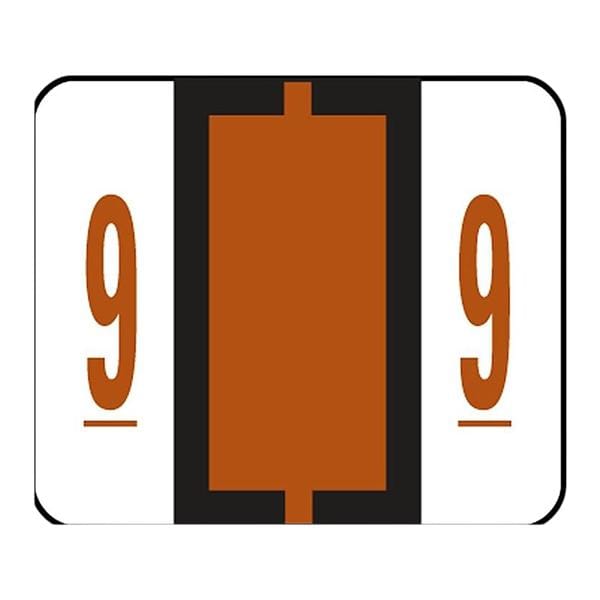 Smead BCCRN Bar-Style Permanent Numerical Labels "9" Brown 500/Pk