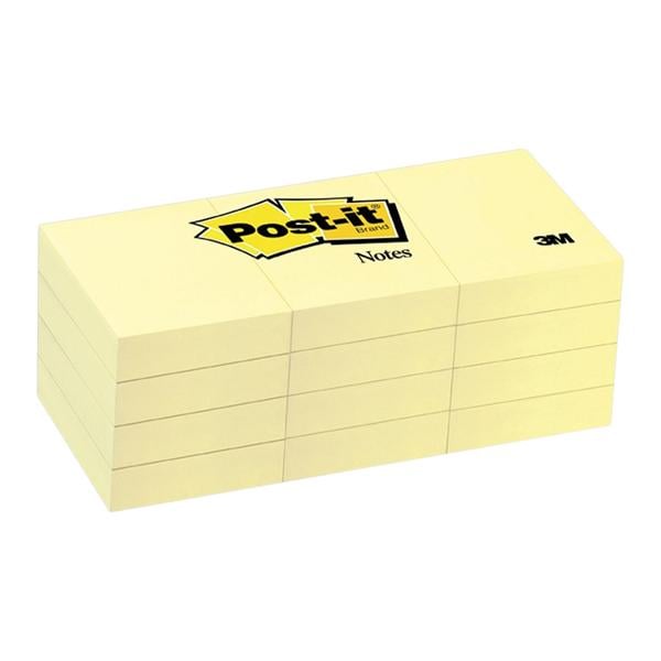 1.5 in x 2 in Notes Canary Yellow 100 Sheets/Pad 12/Pack 12/Pk