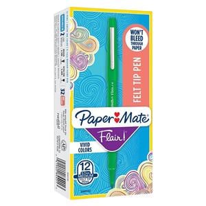 Flair Porous-Pt Pen Medium Point 1.0 mm Green 12/Pk