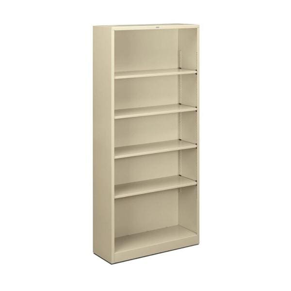 Steel Bookcase 5 Shelves 72 in x 34 1/2 in x 12 5/8 in Putty 1/PK