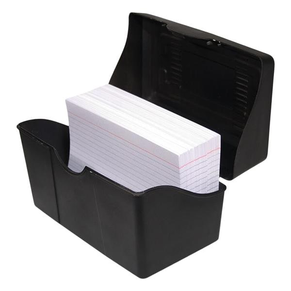 Plastic Card File 4 in x 6 in 300-Card Capacity Black 1/PK