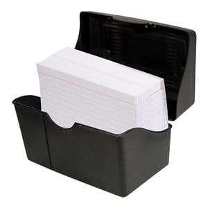 Plastic Card File 5 in x 8 in 350-Card Capacity Black 1/PK