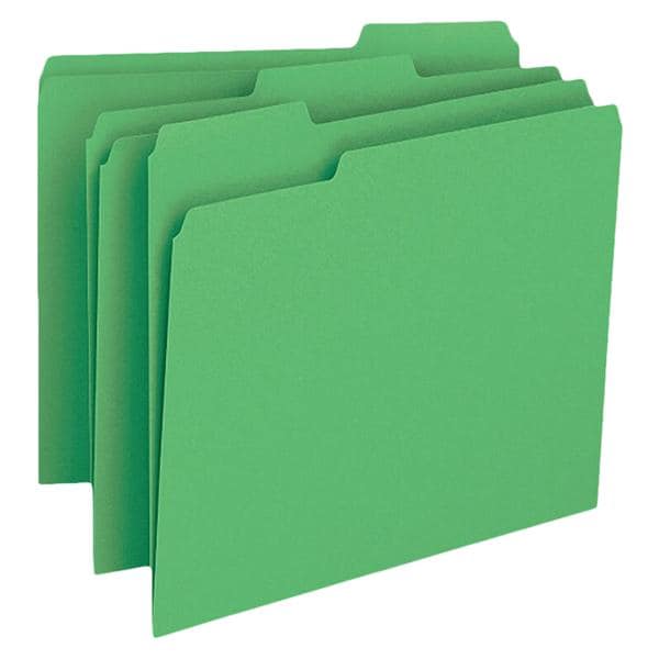 Smead Color File Folders Legal Size 1/3 Cut Green 100/Box 100