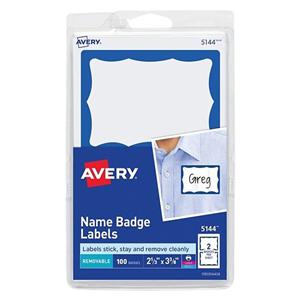 Avery Self-Adhesive Name Badges Blue Border 100/Pack 100/Bx