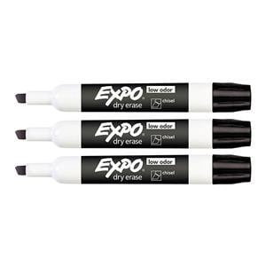 EXPO Low-Odor Dry-Erase Markers Chisel Tip Black 12/Pack 12/Pk