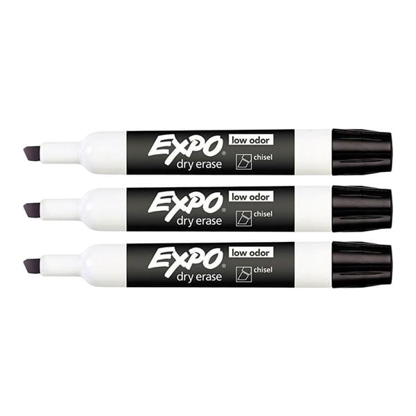 EXPO Low-Odor Dry-Erase Markers Chisel Tip Black 12/Pack 12/Pk