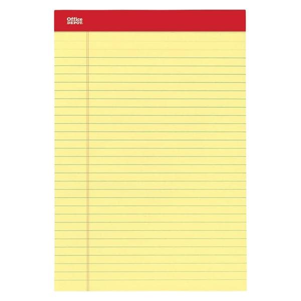 Perforated Writing Pad 8.5 in x 11.75 in Canary 12/Pk