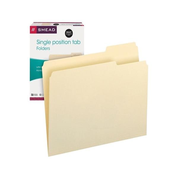 Manila File Folders Letter Size 1/3 Cut Position 3 100/Pack 100