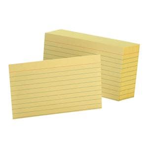 Oxford Color Index Cards Ruled 3 in x 5 in Canary 100/Pack 100/Pk