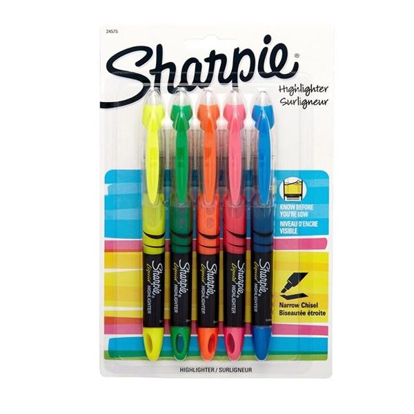 Sharpie Liquid Accent Pen-Style Highlighters Assorted 5/Box 5/Pk