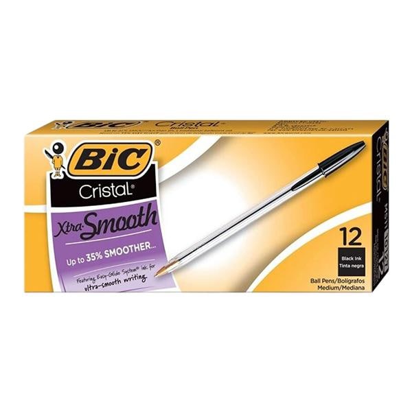 BIC Cristal BallPt Pen Medium Point 1.0 mm Black 12/Pack 12/Pk