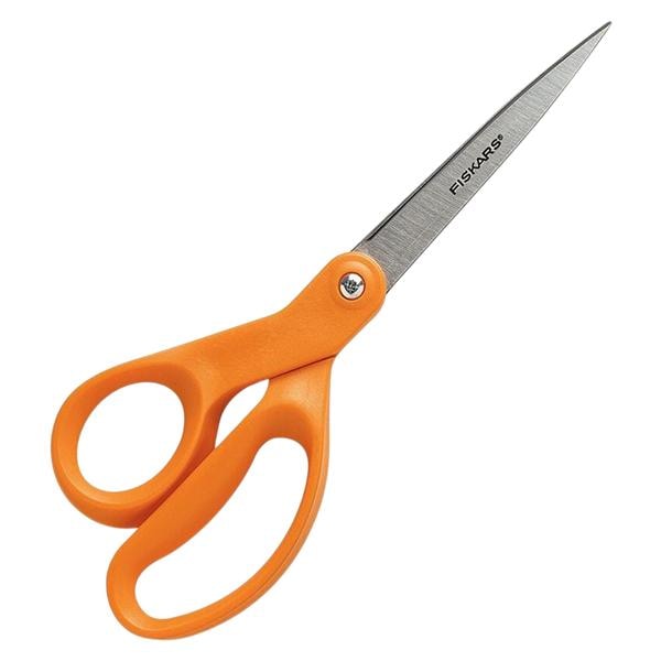 Fiskars Our Finest Contoured Scissors 8" Straight Orange 1/PK