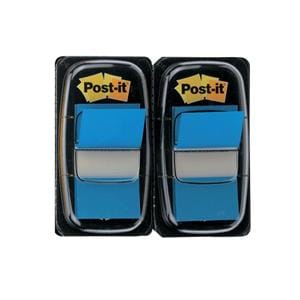 Post-it Flags 1 in x 1.7 in Blue 50 Flags/Pad 2 Pads/Pack 2/Pk