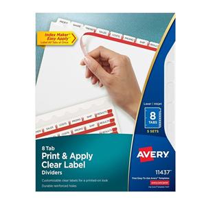 Index Maker Clear Label Dividers 3-Hole Punch 8-Tab 5 Sets/Pack 5/St