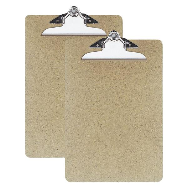 OIC Hardboard Clipboards Letter Size 9"x12.5" Brown 2/Pk