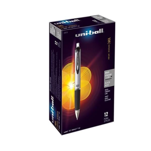 uni-ball 207 Impact RT Gel Pen Bold Pt 1.0 mm Black 12/Pack 12/Pk