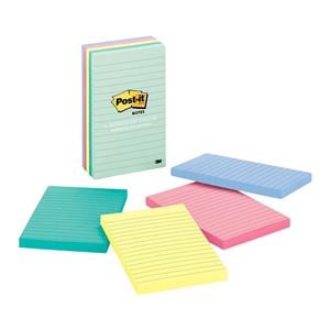 4 in x 6 in Notes Pastel Lined 100 Sheets/Pad 5/Pack 5/Pk