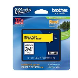 Brother TZe-641 Black-On-Yellow Tape 0.75 in x 26.2 ft 1/PK