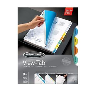 Wilson Jones View-Tab Transparent Dividers 8-Tab Round Multicolor 1/PK