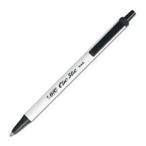 BIC Clic Stic Retractable Pens Medium Point 1.0 mm Black 12/Pack 12/Pk