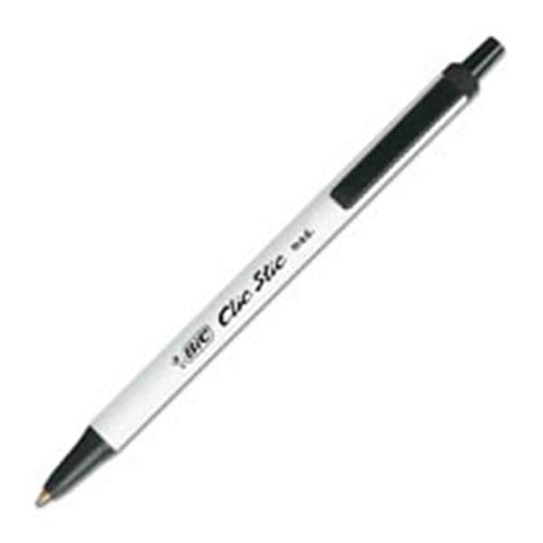 BIC Clic Stic Retractable Pens Medium Point 1.0 mm Black 12/Pack 12/Pk