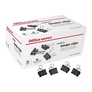 Binder Clips Medium 1 1/4 in Wide 5/8 in Capacity Black 144/Box 12/Bx