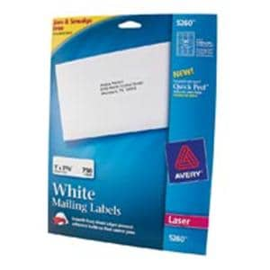 Avery White Laser 5260 Address Labels 1" x 2 5/8" Box Of 750 750/Pk