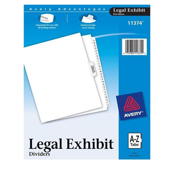 Avery Premium Collated Legal Index Exhibit Dividers A-Z 1/PK