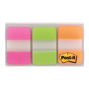 Durable Tabs 1 in x 1.5 in Green/Orange/Pink 22 Flags/Pad 3/Pack 1/PK