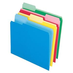 2-Tone Color Folders 1/3 Cut Letter Size Assorted Colors 100/Pack 100/Bx