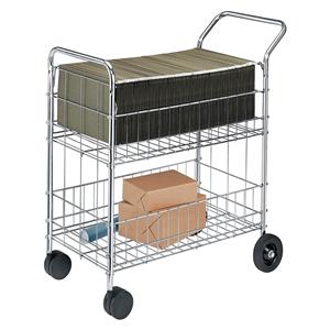 Fellowes Chrome Mail Cart 150 Lb Capacity 1/PK