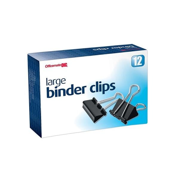 OIC Binder Clips Large 2 in Black 12/Box 12/Bx