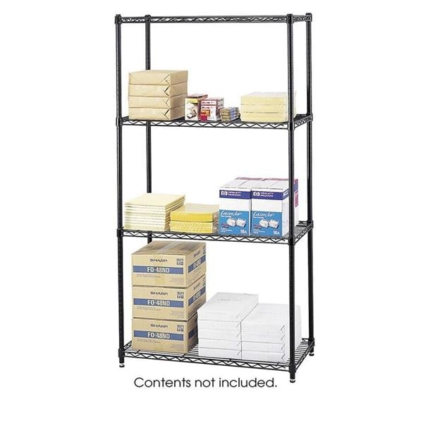 Safco Commercial Wire Shelving Black, 4-Shelf 1/PK