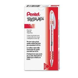 R.S.V.P. Ballpoint Pens Fine Point 0.7 mm Red 12/Pack 12/Pk