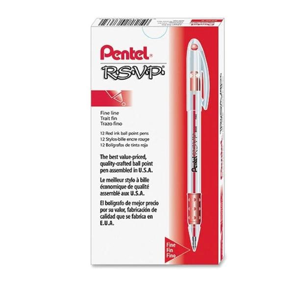 R.S.V.P. Ballpoint Pens Fine Point 0.7 mm Red 12/Pack 12/Pk