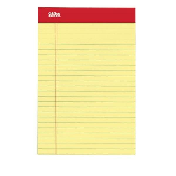 Perforated Writing Pads 5 in x 8 in Narrow Ruled 50 Sheets Canary 12/Pk