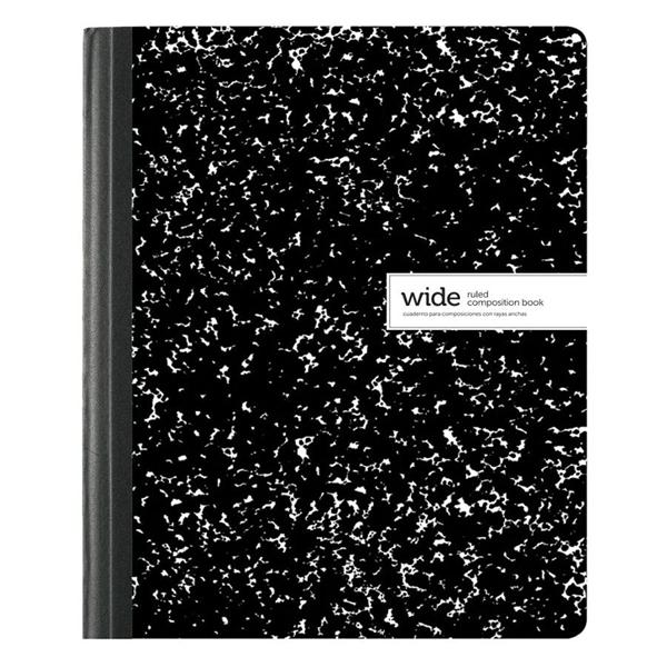 Composition Book Wide Ruled 100 Sheets Asst Black/White Designs Black