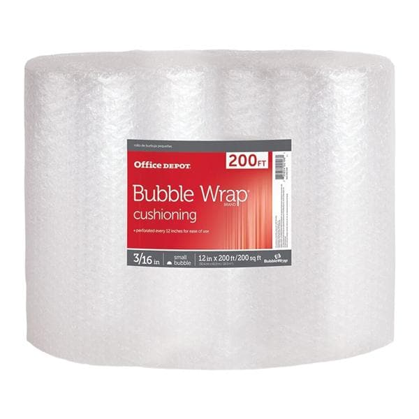 Office Depot Brand Bubble Roll 3/16" Thick Clear 12" x 200' Roll