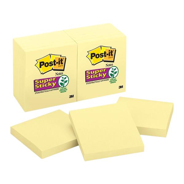 Post-it 3 in x 3 in Super Sticky Notes 90 Sheets/Pad 12 Pads/Pack 12/Pk