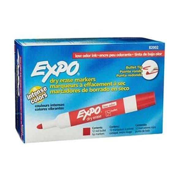 EXPO Low-Odor Dry-Erase Markers Bullet Point Red 12/Pack 12/Pk