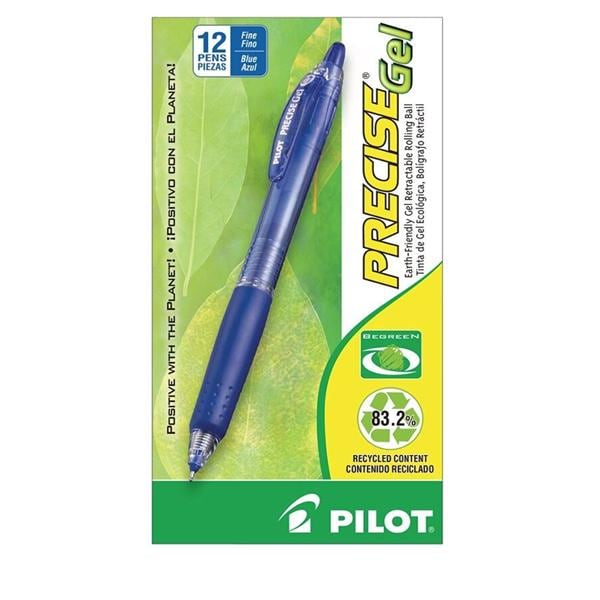 Precise BeGreen Gel Rollerball Pen Fine Point 0.7 mm Blue 12/Pack 12/Pk