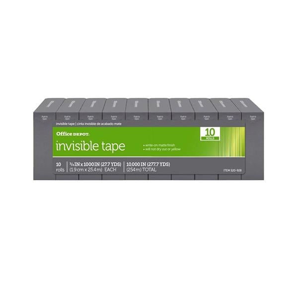 Office Depot Brand Invisible Tape 3/4 in x 1000 in 10/Pack 10/Pk