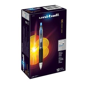 uni-ball 207 Fraud Prevention Gel Pen Medium Point 0.7 mm Blue 12/Bx