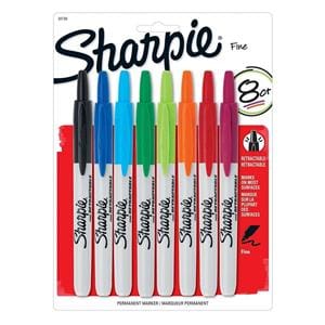 Sharpie Retractable Permanent Markers Fine Point Assorted 8/Pack 8/Pk